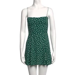 Reformation Green Floral Print Mini Dress